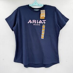 Ariat Rebar Women's Cotton Strong Navy Blue Logo T-Shirt Sz 2X Short Sleeve NWT
